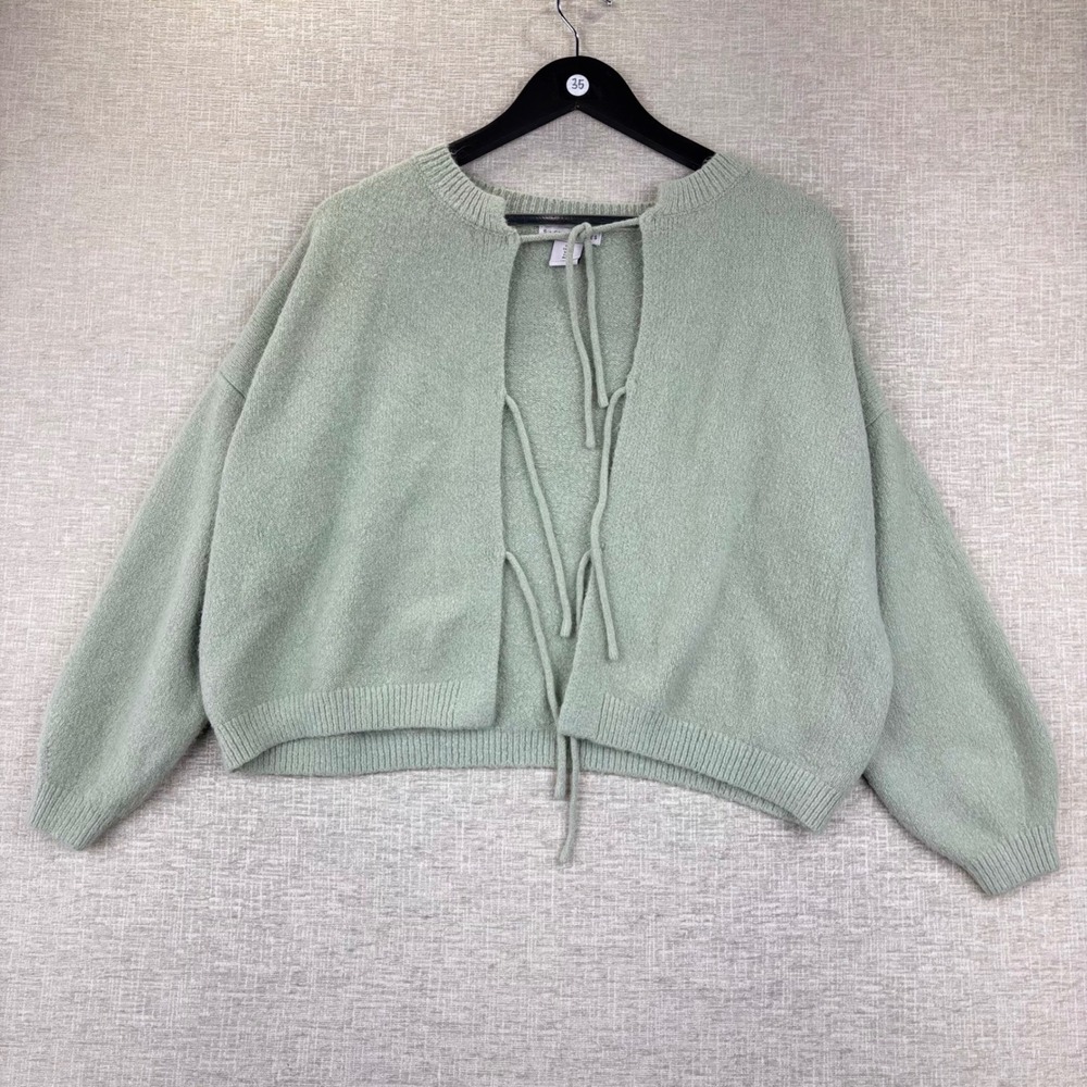 Sincerely Jules Sage Green Open Tie Back Cardigan Sweater Size Small